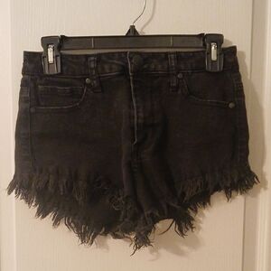 Edgy Black Frayed Denim Shorts